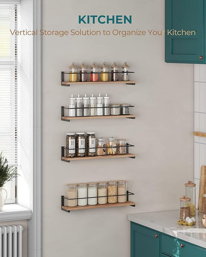 OROPY Spice Rack Wall Mounted, Rustic Wood Hanging Rack for Over The Stove, Kitchen Wall, 2 Pack | Hanging Rack, for Over The Stove, Kitchen Wall