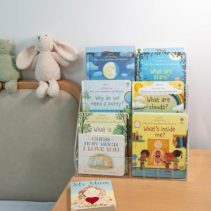 Small Kids Bookshelf, Portable Clear Book Shelf, Desktop Book Display, Tabletop Book Organizer for Kids and Toddler in Nursery, Baby Room, Playroom