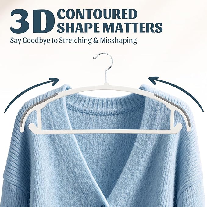 30PACK Slim Plastic Clothes Hangers, Ultra-Slim Non Slip Coat Hangers Suit with Rubber Pad, Cloth Hanger & 360° Swivel Hook, Heavy Sturdy Space-Saving Organizers for Coats, Pants, Suits, Shirts