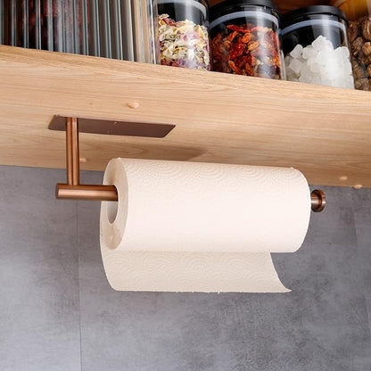 Paper Towel Holders,Paper Towels Rolls - for Kitchen,Wall Mounted Paper Towel Roll Holder for Kitchen, Bathroom,Both Available in Adhesive and Screws,Stainless Steel-(Rose Gold)