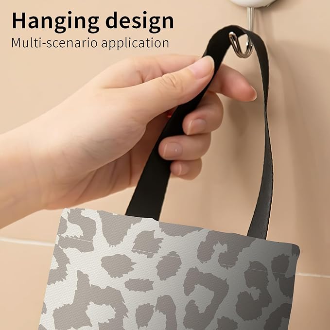 Plastic Bag Holder, Wall Mount Grocery Bag Organizer, Funny Hanging Trash Bag Storage Dispenser for Home Kitchen Cute Brown Leopard