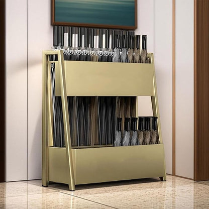 Large Capacity Umbrella Stand Rack For Entryway Commercial Umbrella Stand Metal Square Umbrella Rack Organizer Free Standing Umbrella Holder Bin No Installation Required For Home Hotel Office(Gold,40x