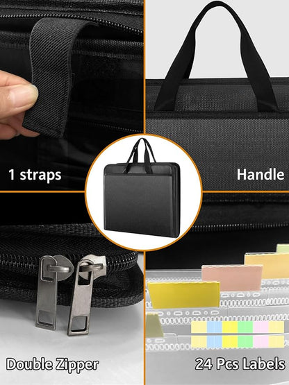 Important Document Organizer Folio Accordion File Organizer Fireproof Expanding File Folder Storage Box with Zipper Labels 13 Pockets for Business Office Receipt Travel