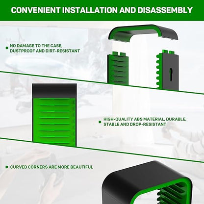 wigmoa Game Storage Tower【15.8INCH】 Compatible with PS5/ Xbox Series S & X/Switch, Universal Video Games Discs Organizers 18 PCS with 4 Controllers Holder, Game Disk Rack Shelf. OYO-1. (Black/Green)