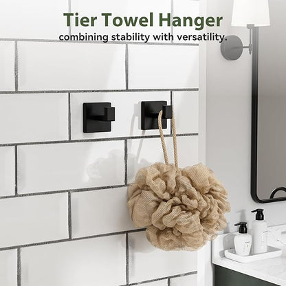 5-Pieces Matte Black Bathroom Hardware Set, 16 Inch Bathroom Towel Bar Set, SUS304 Stainless Steel Bathroom Hardware Accessories Set, Towel Racks for Bathroom Wall Mounted