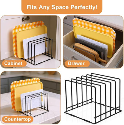 Nodaaiie 2-Pack Steel Cutting Board Organizer, Bakeware Organizer Rack, 5-Slot Baking Sheet Organizer Rack for Kitchen Storage, for Cutting Boards, Cookie Sheets, and Baking Pans, 8.7" x 7.4" x 6.3"