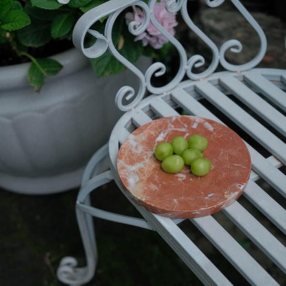 8" Natural Travertine Ring Dish Jewelry Tray for Women Gift - Marble Trinket Dish for Key Earring Nightstand - Candy,Fruit, Nut, Snack Serving Tray for Table, Home Decor (Rosso Red Marble)