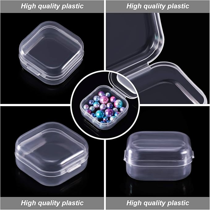 Jetec 6 Pieces Mini Plastic Clear Beads Storage Containers Box for Collecting Small Items, Beads, Jewelry, Business Cards, Game Pieces, Crafts (1.4 x 1.4 x 0.7 Inch)