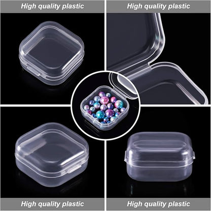 Jetec 6 Pieces Mini Plastic Clear Beads Storage Containers Box for Collecting Small Items, Beads, Jewelry, Business Cards, Game Pieces, Crafts (1.4 x 1.4 x 0.7 Inch)