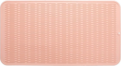 Silicone Dish Drying Mat for Multiple Usage,Easy clean,Eco-friendly,Heat-resistant Silicone Mat for Kitchen Counter or Sink,Refrigerator or Drawer Liner Pink 4XL 32 inches x 18 inches