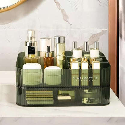 Decorcode Stackable Cosmetics Organizer Drawers, Bathroom Vanity Makeup Organizers and Storage, Ideal for Desk and Dresser Countertops, Great for Palette, Skincare, Lipsticks, Nail Care. Green