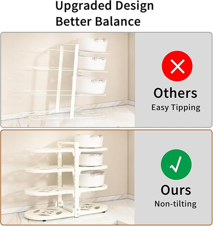 Fovkdcvw Adjustable Heavy Duty Pots and Pans Organizer Under Cabinet, 8-Tier Pot and Pan Organizers Inside Cabinet, Kitchen Cabinet Organizers and Storage, White