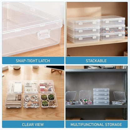 SATINIOR 24 Packs Small Clear Plastic Beads Storage Containers Box with Hinged Lid for Storage of Small Items, Crafts, Jewelry, Hardware (5.9 x 5.9 x 1.5 Inches)