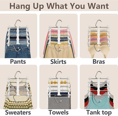 Zylkorb Skirt Hangers Pants Hangers Space Saving with Clips - 2 Pack - Space Saving Metal Closet Organizer for Shorts, Skirts, and Pants - Closet Organizer and Storage for Pants Jeans Skirts Legging