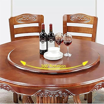 Large Lazy Susan Turntable, Wooden Round Tray Rotating for Dining Table Top Centerpiece Silent Smooth SpinBy Hand Kitchen Turntable Organizer, Easy to Clean (Brown, 23.6 in)