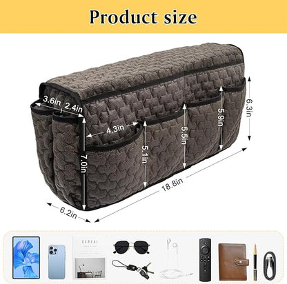 HADEEONG Remote Control Holder, Non Slip Bedside Caddy TV Remote Holder Armchair Caddy, Recliner Armrest Organizer with 14 Pockets for Cell Phone TV Remote Control Magazines