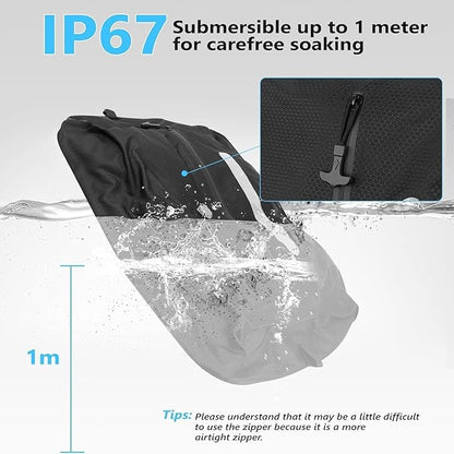 AIDONS Vacuum Bag for Travel with See-Through Window & 5KPa Pump Space Saver Vacuum Seal Bags for Clothing Travel IP67 Reusable Packing Organizers for Luggage, Backpack, Suitcase Black 1PC+ Pump