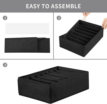 Qozary 4 Pack Drawer Organizers for Clothing, 8 Grids Foldable Closet Organizers and Storage Bins for Bedroom, Dresser Organizer Boxes for Thin T-shirts, Tank Tops
