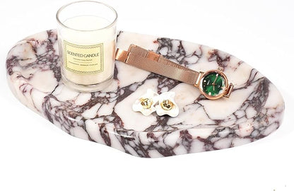 LWALMS Marble Clould Tray for Bathroom - Stone Catchall Jewelry Dish for Kithchen Counter and Aesthetic Room Decor, Cute Decorative Vanity Dishes for Trinket Ring Key Candle (9.5'' x 6.3'')