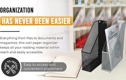 YBM HOME Steel Mesh Wall Magazine File Holder for Home & Office Organization, Serves as a Magazine Rack, Desk Organizer, Letter and Mail Bin, Holds Up to 20 Magazines - 6-Pack Silver, 1111