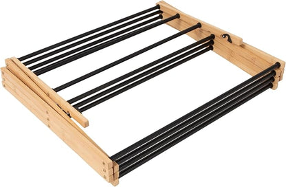 Household Essentials Bamboo Folding Clothes Drying Rack, Compact Upscale Laundry Rack with 13 Coated Dowels, Environmentally Friendly, Stable Frame