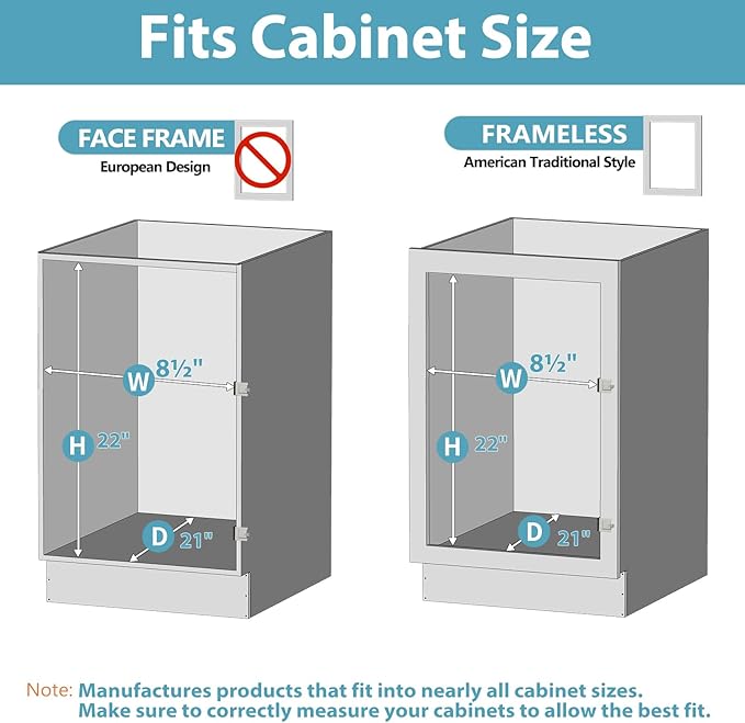 Pull Out Spice Rack Cabinet Organizer 8" W x 20½" D, 3 Tier Heavy Duty Slide Out Wood Shelf for Narrow Cabinet, Pull Out Storage for Kitchen