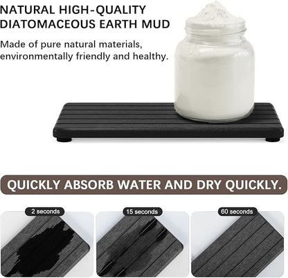 3PCS Stone Drying Tray, Stone Soap Tray, Water Absorbing Stones Trays for Sink, Fast Dry Diatomite Stones Sink Mat, Used for Hand Soap,Sponge,Toothbrush Holder in Bathroom Counter and Kitchen Sinks