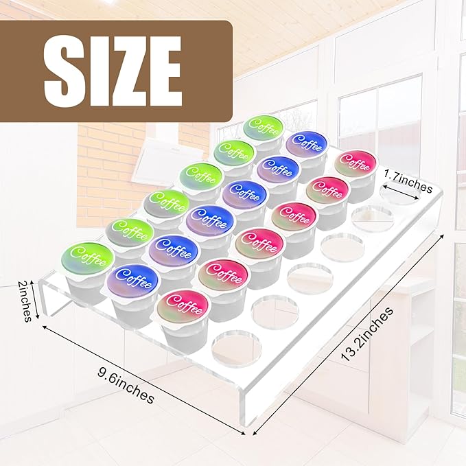 XINHUAYJ® Acrylic K Cup Drawer Organizer,K Cup Coffee Pod Holder for Office and Kitchen K Cup Storage,Holds 24pcs Coffee Pods,Clear Coffee Pod Organizer Tray(9.6x13.2Inches)