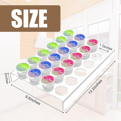 XINHUAYJ® Acrylic K Cup Drawer Organizer,K Cup Coffee Pod Holder for Office and Kitchen K Cup Storage,Holds 24pcs Coffee Pods,Clear Coffee Pod Organizer Tray(9.6x13.2Inches)