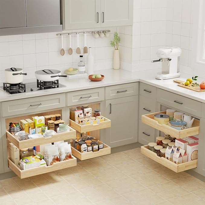 Pull Out Drawers for Cabinets, 16½” W x 21” D Soft Close Slide Out Drawers for Kitchen Cabinets, Cabinet Pull Out Shelves Requires At Least 17½” Cabinet Opening
