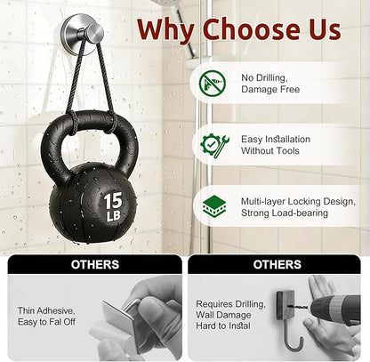 4 Packs Suction Cup Hooks for Shower, Heavy-Duty Wreath Hangers for Front Door, No Drill Glass Door Shower Suction Hooks No Damage for Walls Bathroom Kitchen Window Mirror Tile Towel Coat Robe Loofah