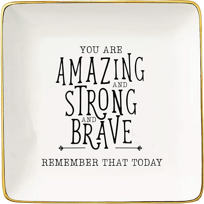 Topthink You Are Amazing and Strong - Inspirational Thank You Gifts for Women- Ceramic Jewelry Holder Ring Dish Trinket Tray