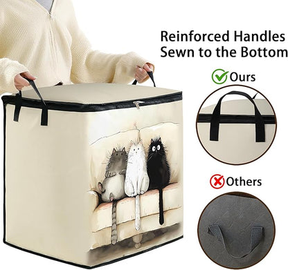 Large Comforter Storage Bag with Zipper,Closet Organizer for Clothes/Blankets/Quilts/Pillows,Fabric Storage Bags with Portable Handles 95L(2-Pack)