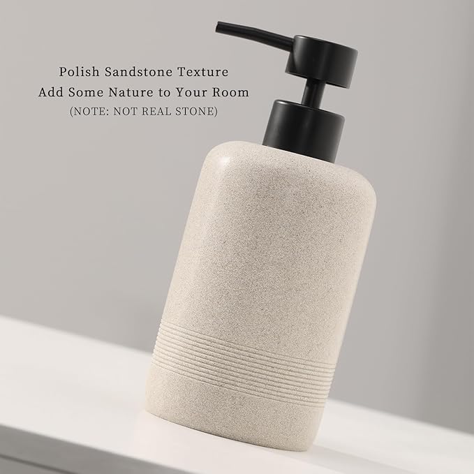Haocoott Soap Dispensers 400ML 13OZ, 2 PCS Hand Dish Lotion Shampoo Lotion Soap Dispenser Jar, Resin Premium Thick Soap Pump Bottles for Kitchen Bathroom Countertop (Beige)