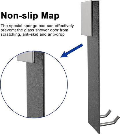 KITHOLD Shower Door Hook, Extended Length Frameless Shower Door Hook (7 Inches), Heavy-Duty Bathrobe Towel Stainless Steel Hook, No Drilling or Adhesive Required, 2-Pack, Silver