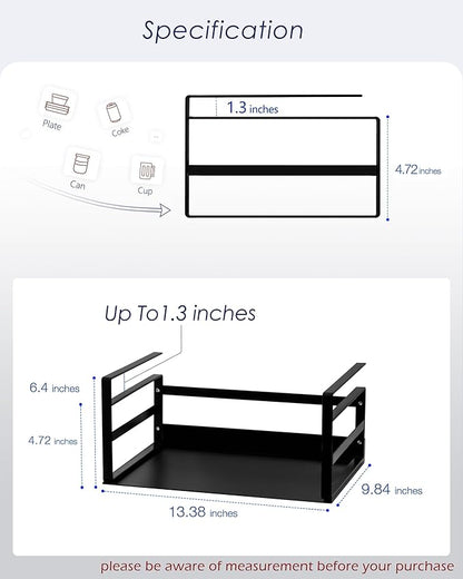 Nxconsu 2Pack Under Shelf Storage Basket Organizer Hanging Holder for Cabinet Pantry Kitchen Cupboard Desk Counter Bookshelf Organization Add-on Space Saver Heavy Duty Slide-in Black