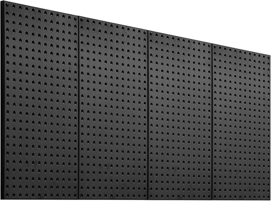 VEVOR Metal Pegboard Panels, 24" x 12" Pegboard, 4 Panels, Heavy Duty Steel Peg Board Wall Organizer, for Living Room Garage Tool Storage Workbench Office Organization Craft Room Kitchen Home, Black
