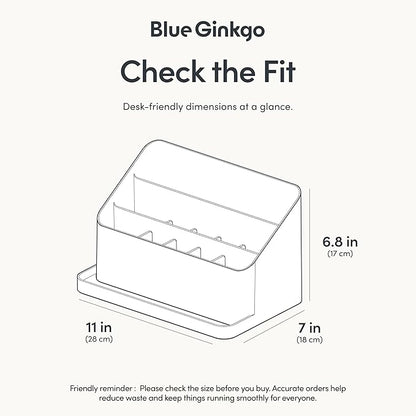 BLUE GINKGO Desk Organizer – Korean-Made Office Storage for Pens, Notes, Mail, and Supplies (White)