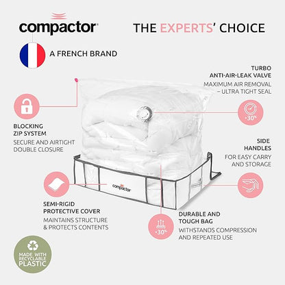 Compactor Vacuum Storage Bag XL | Space Saver Vacuum Storage Bags for Clothes, Comforters & Blankets | Ultimate Storage Solution for Wardrobe | White Semi-Rigid Box |