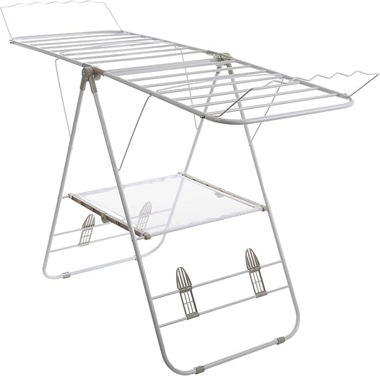Clothes Drying Rack - Indoor/Outdoor Portable Laundry Rack for Clothing, Towels, Shoes and More - Collapsible Clothes Stand by Everyday Home (White)