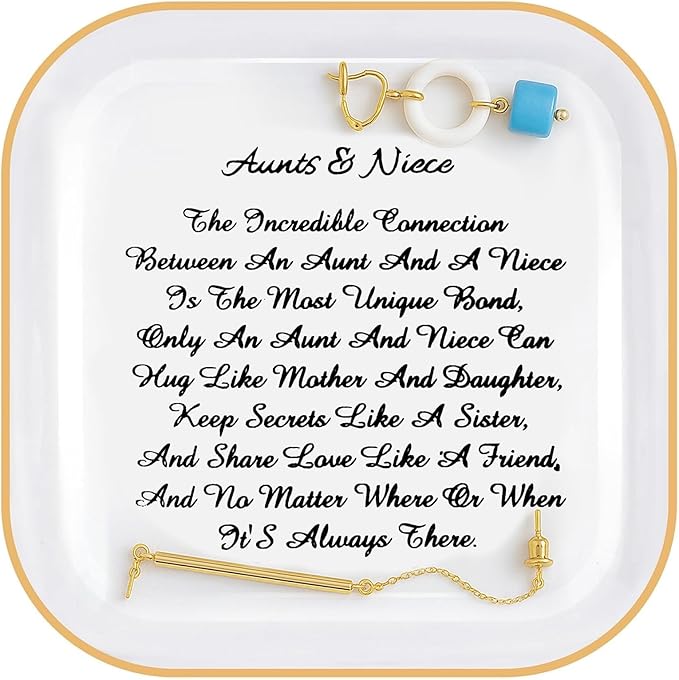 PUDDING CABIN Aunt Gifts from Niece for Mother's Day, “Aunts & Niece” Trinket Dish Ring Holder Gifts for Aunt Mother's Day Aunts Birthday, Thanksgiving, Christmas, Aunt Niece Mother's Day Gifts