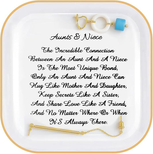 PUDDING CABIN Aunt Gifts from Niece for Mother's Day, “Aunts & Niece” Trinket Dish Ring Holder Gifts for Aunt Mother's Day Aunts Birthday, Thanksgiving, Christmas, Aunt Niece Mother's Day Gifts