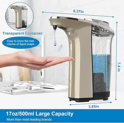 PZOTRUF Automatic Soap Dispenser, Touchless Dish soap Dispenser 17oz/500ml with Upgraded Infrared Sensor, 5 Adjustable Soap Dispensing Levels, Liquid Hand soap Dispenser for Bathroom & Kitchen