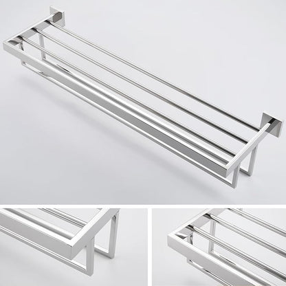 KOKOSIRI 32'' Bathroom Towel Shelf Chrome Towel Rack with Two Bath Towel Bars SUS304 Stainless Steel Wall Mounted, Polished Finish B6003CH-L32