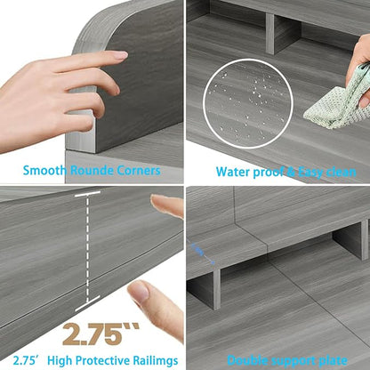 Washer Dryer Countertop, Laundry Wood Shelf Topper with Edge, 2-Tier Laundry Countertop, for Washer and Dryer Laundry Hamper Counter Storage Organization (Grey)