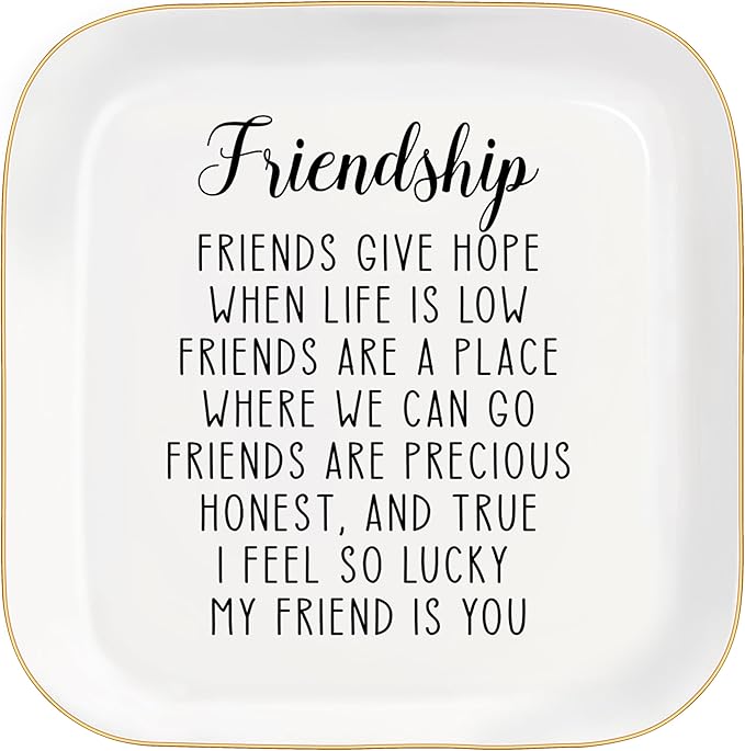 MQPPKJ Friend Gifts Trinket Dish for Women, Unique Friendship Gifts, Good Friends are Like Stars Ceramic Ring Dish Jewelry Tray for Birthday Christmas Gift for Mom, Sister, Best Friends (Friendship)