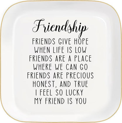 MQPPKJ Friend Gifts Trinket Dish for Women, Unique Friendship Gifts, Good Friends are Like Stars Ceramic Ring Dish Jewelry Tray for Birthday Christmas Gift for Mom, Sister, Best Friends (Friendship)