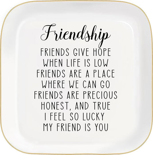 MQPPKJ Friend Gifts Trinket Dish for Women, Unique Friendship Gifts, Good Friends are Like Stars Ceramic Ring Dish Jewelry Tray for Birthday Christmas Gift for Mom, Sister, Best Friends (Friendship)