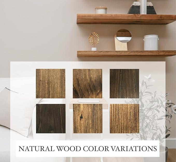 Urbandi Modern Floating Shelves 3 Inches Thick for Wall, Wide Shelves for Kitchen, Living Room, Bedroom, and Bathroom, Natural Pine Wood, Rustic Wooden Shelf, (Set of 2) (Jacobean, 48Lx3Hx8D)