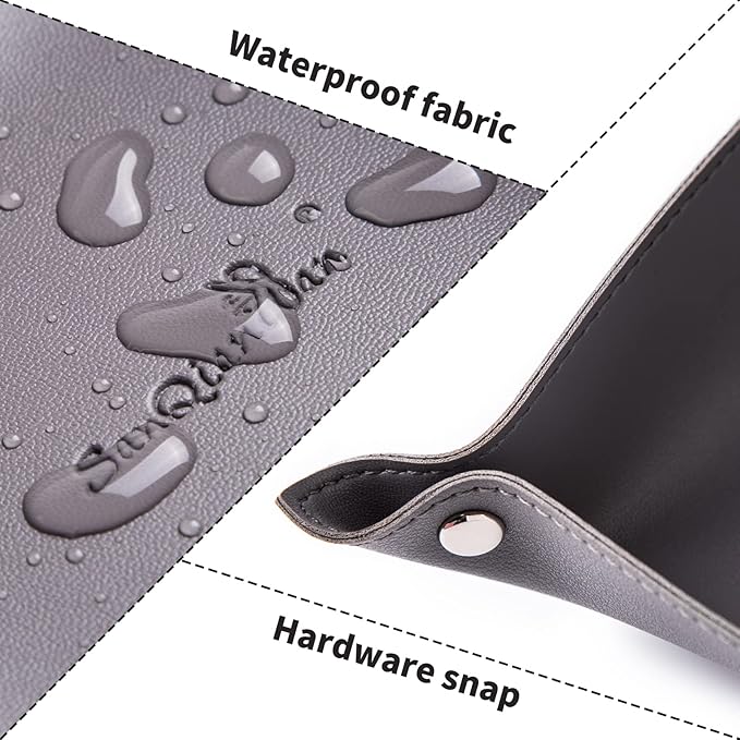 SANQIANWAN Leather Jewelry Valet Tray for Women and Man, Portable Entryway Table Tray Bedside Nightstand Desk Tray Small Catchall Travel Dish Plate for Key,Wallet,Watch,Coin (2PCs Grey-B)